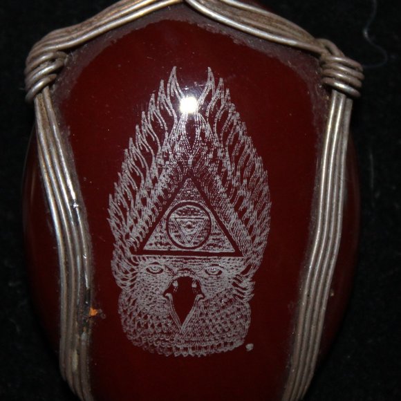 925, Tribal Necklace with etched agate, Eagle Wings, Handmade, wire wrapped - Picture 4 of 14